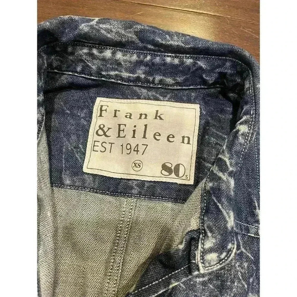 Frank & Eileen Barry Tailored Button Up Shirt Famous Denim XS 80s Mineral Wash - Picture 2 of 5